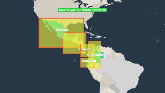 Mapa espacio a&eacute;reo Caribe. 