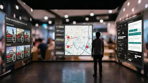 Cubo inmersivo de Cicerone, IA de iUrban. Cubo inmersivo de Cicerone, IA de iUrban.