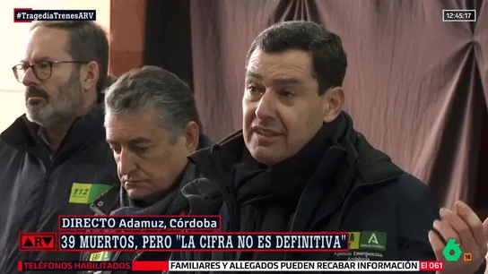 El presidente de la Junta de Andalucía, Juanma Moreno, comparece desde Adamuz El presidente de la Junta de Andalucía, Juanma Moreno, comparece desde Adamuz