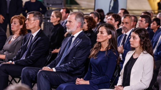 Pedro S&aacute;nchez, Felipe VI y la reina Letizia, durante el funeral de Estado por las v&iacute;ctimas de la DANA