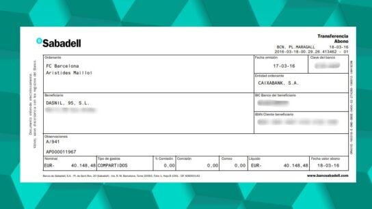  Uno de los cheques que demuestran c&oacute;mo el Bar&ccedil;a pag&oacute; 8,4 millones a Negreira durante 17 a&ntilde;os.