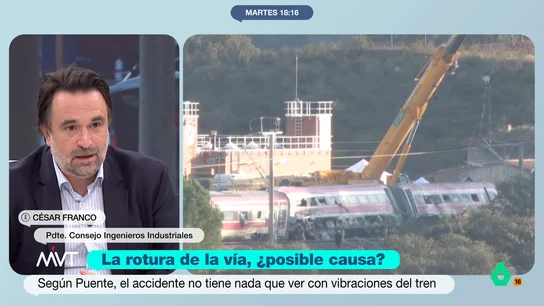 Cesar Franco defiende la seguridad del transporte ferroviario en nuestro país: "Es de los más seguros del mundo" El presidente del Consejo de Ingenieros Industriales indica que es el primer accidente de estas características que se produce en la alta velocidad española desde su inauguración en 1992.