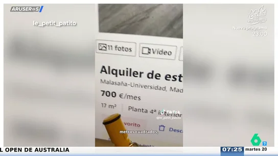 El 'zulometro' de Aruser@s se dispara con un piso de 17 metros cuadrados por 700 euros en Malasaña: "Es el 'Imaginarium'" El 'zulometro' de Aruser@s se dispara con un piso de 17 metros cuadrados por 700 euros en Malasaña: "Es el 'Imaginarium'"