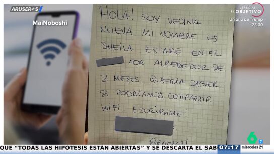 El cartel de una nueva vecina pidiendo wifi desata la pol&eacute;mica: "Es tener un poco de jeta"