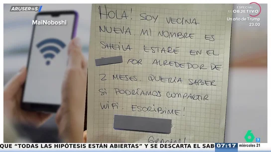 El cartel de una nueva vecina pidiendo wifi desata la polémica: "Es tener un poco de jeta" El cartel de una nueva vecina pidiendo wifi desata la polémica: "Es tener un poco de jeta"