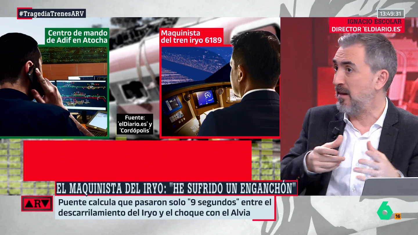 Escolar, sobre la llamada del maquinista de Iryo al centro de mando: "Evidentemente, cuando se produce la llamada, el incidente ya había ocurrido" Escolar, sobre la llamada del maquinista de Iryo al centro de mando: "Evidentemente, cuando se produce la llamada, el incidente ya había ocurrido"