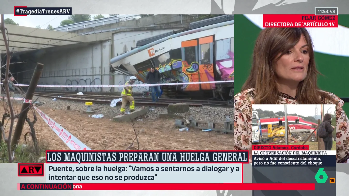 Pilar Gómez, sobre las palabras de Puente tras el accidente en Gelida: "No se trata de escucharlos para evitar la huelga, sino para prevenir accidentes" Pilar Gómez, sobre las palabras de Puente tras el accidente en Gelida: "No se trata de escucharlos para evitar la huelga, sino para prevenir accidentes"