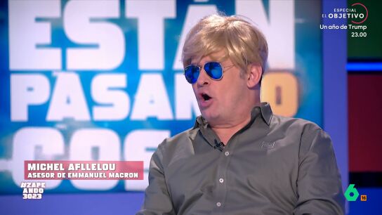 Miki Nadal se convierte en Michel Afflelou, el asesor de imagen de Emmanuel Macron, para contar en Zapeando por qu&eacute; el presidente franc&eacute;s ha dado un discurso en Davos con gafas de sol. 