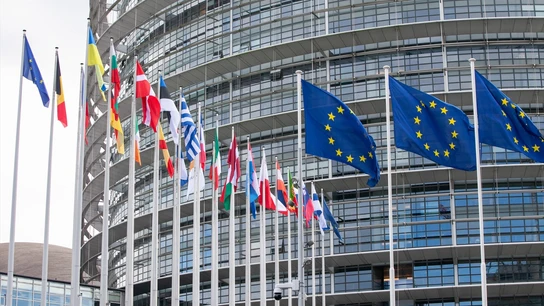 Imagen de archivo. Fachada del Parlamento Europeo Imagen de archivo. Fachada del Parlamento Europeo