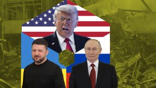 El presidente ucraniano, Volodimir Zelenski, el presidente ruso, Vladimir Putin, y el presidente de EEUU, Donald Trump.