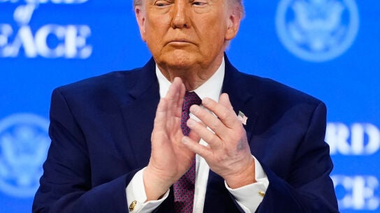 El presidente de EEUU, Donald Trump, este jueves en el Foro de Davos, en Suiza. 