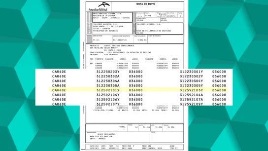 Factura del carril roto en Adamuz publicada por Óscar Puente. Factura del carril roto en Adamuz publicada por Óscar Puente.