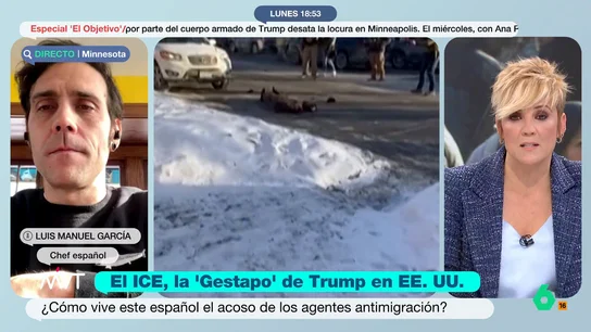 Un chef español que vive en Minnesota cuenta que lleva una foto de su pasaporte en su móvil: "Tengo que conservar la calma" Luis Manuel García lleva 10 años viviendo en Estados Unidos. El cocinero expone que muchos de sus compañeros de trabajo, procedentes de Latinoamérica, han llegado a dormir en el restaurante debido a la presencia de agentes en el exterior.
