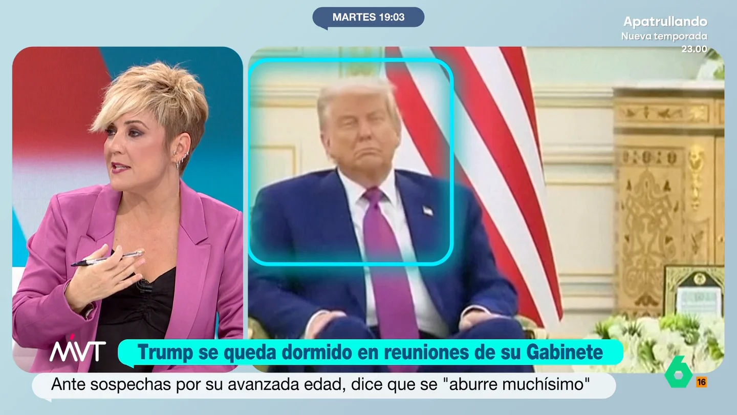 Cristina Pardo, sobre las cabezadas de Donald Trump tras criticar a Biden: "Todos vamos al mismo sitio, a la senectud" Cristina Pardo reflexiona en este vídeo sobre las veces que se ha visto en este año a Donald Trump quedarse dormido tras haber sido "tan cruel" precisamente por eso con Joe Biden.