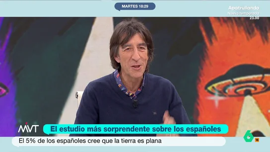 Benjamín Prado, sobre los españoles que creen en extraterrestres: "Si hay quien cree en Dios, por qué no van a existir los marcianos" Un estudio determina, entre otras cosas, qué porcentaje de los españoles cree que el cambio climático es falso, que la tierra es plana o que las vacunas pueden causar autismo.