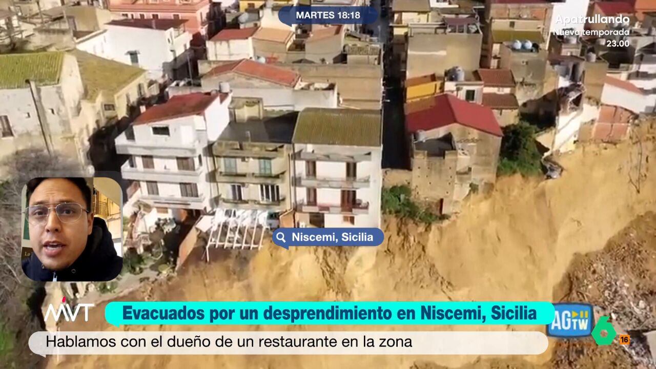 Un vecino de Niscemi (Italia), tras el derrumbamiento de casas por un corrimiento de tierra que deja imágenes escalofriantes: "Hay mucha ansia, mucha tristeza"