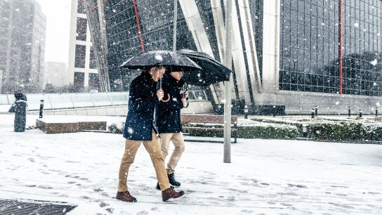 El centro de Madrid durante el temporal, a 28 de enero de 2026, en Madrid (Espa&ntilde;a).