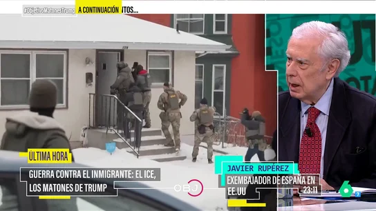 El exembajador en EEUU Javier Rupérez sobre la actuación del ICE: "Lo que estamos contemplando es pura y simplemente un régimen dictatorial" El exembajador en EEUU Javier Rupérez sobre la actuación del ICE: "Lo que estamos contemplando es pura y simplemente un régimen dictatorial"
