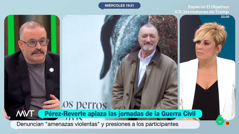 Edu Gal&aacute;n, despu&eacute;s de que P&eacute;rez-Reverte suspenda las jornadas sobre la Guerra Civil: "Da armas a la derecha para el victimismo"