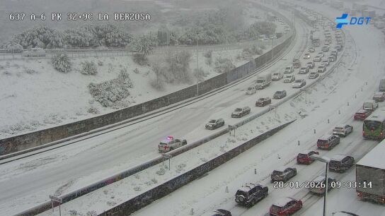 PK 32+9C de la A-6 a la altura de la Berzosa (Madrid), a las 9:33 de la ma&ntilde;ana del 28 de enero