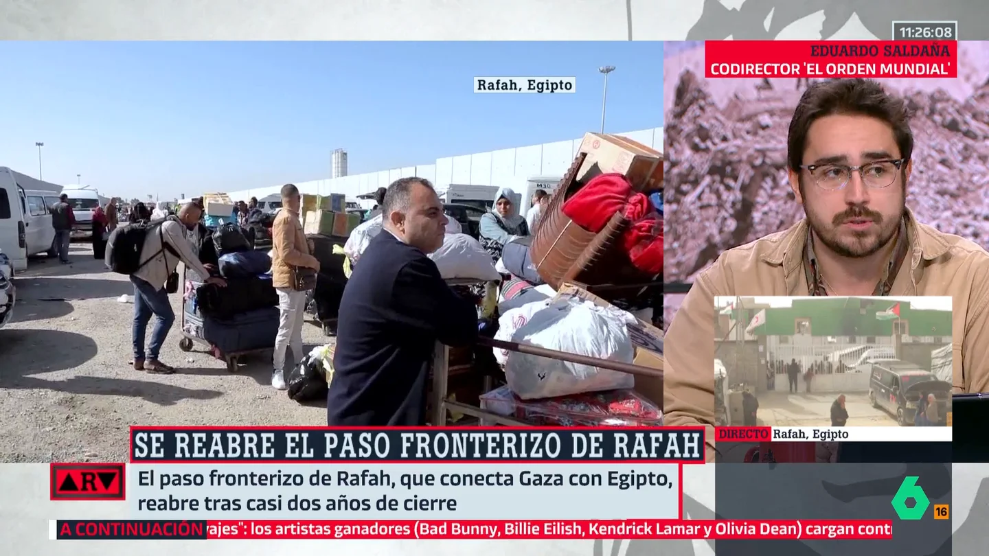 Saldaña analiza la reapertura del paso de Rafah: "No debemos obviar que continúan los bombardeos en Gaza y el apoyo a los colonos en Cisjordania" Saldaña analiza la reapertura del paso de Rafah: "No debemos obviar que continúan los bombardeos en Gaza y el apoyo a los colonos en Cisjordania"
