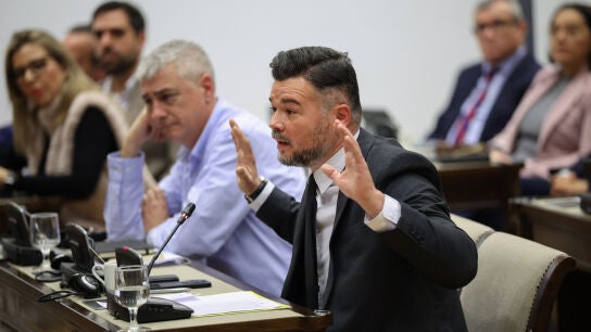 El diputado de ERC durante la comparecencia del presidente del PP