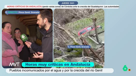 Una vecina de Pinos Genil relata los angustiosos momentos vividos debido a la borrasca Leonardo: "Hubo momentos de mucha tensión" Francisca señala que es la primera vez que ve una lluvia torrencial de esta magnitud. Frente a su casa, la fuerza del agua ha provocado que se caiga parte de una terraza y la acera.