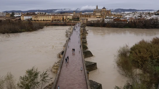 Subida del caudal del río Guadalquivir a su paso por Córdoba tras la borrasca Leonardo. Subida del caudal del río Guadalquivir a su paso por Córdoba tras la borrasca Leonardo.