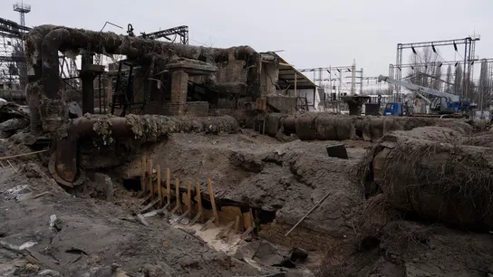 Una infraestructura eléctrica de Ucrania, destruida Una infraestructura eléctrica de Ucrania, destruida