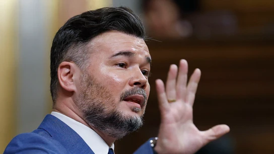 El portavoz de ERC en el Congreso de los Diputados, Gabriel Rufián, durante su intervención El portavoz de ERC en el Congreso de los Diputados, Gabriel Rufián, durante su intervención