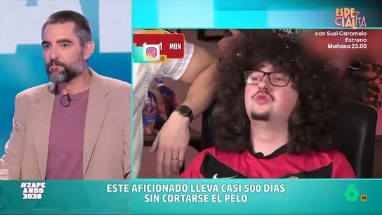 Dani Mateo reacciona al reto viral de Frank Illet, aficionado del Manchester United: "No siempre donde hay mata hay patata" Ayer era la oportunidad de que Frank Illet, un conocido hincha del Manchester United, se cortara el pelo. Sin embargo, su equipo no ganó y le toca seguir esperando a que su equipo encadene 5 victorias seguidas. Lleva así 492 días.