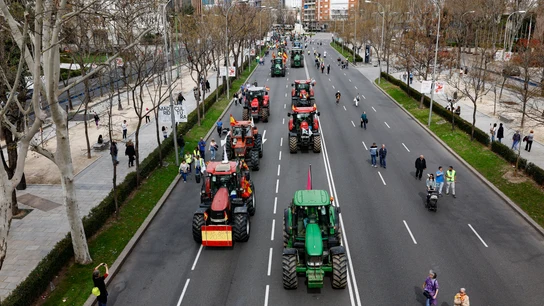 Foto de archivo de agricultores y ganaderos en una tractorada de protesta en Madrid. Foto de archivo de agricultores y ganaderos en una tractorada de protesta en Madrid.