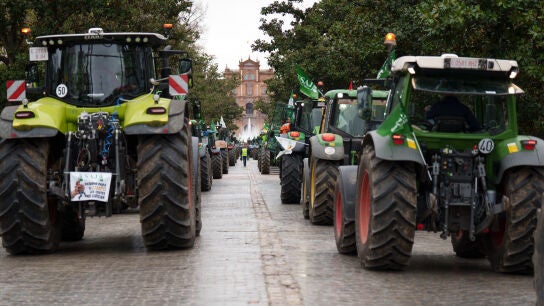 magen de la tractorada por las calles de Sevilla convocada en la jornada de hoy en rechazo al acuerdo UE-Mercosur. A 10 de febrero de 2026 en Sevilla, Andaluc&iacute;a (Espa&ntilde;a).