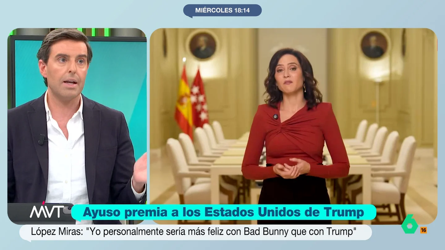 Montesinos, sobre la medalla de Ayuso a los EEUU de Trump: "A la dirección nacional del PP esto le incomoda" Pablo Montesinos analiza en este vídeo el anuncio de Ayuso de que condecorará a los Estados Unidos de Trump, una decisión que, según explica, la dirección nacional del PP no terminaría de ver con buenos ojos.