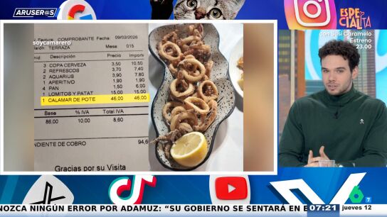 Calamares de pote por 46 euros: la "sorpresa" fuera de carta de un restaurante que indigna en Aruser@s
