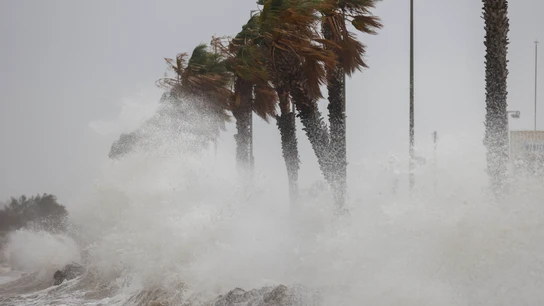 Vista de archivo de una playa de Cataluña con fuerte viento. Vista de archivo de una playa de Cataluña con fuerte viento.