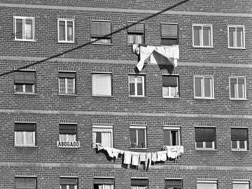 Fachadas de un barrio de Madrid en abril de 1989