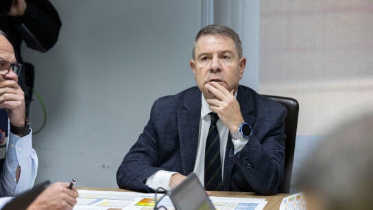 El presidente de Castilla-La Mancha, Emiliano Garc&iacute;a-Page durante la activaci&oacute;n del Plan de Riesgo de Inundaciones (Pricam) en fase de alerta