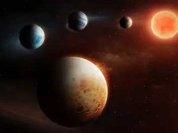 Ilustración de este singular sistema planetario alrededor de la estrella LHS 1903 Ilustración de este singular sistema planetario alrededor de la estrella LHS 1903