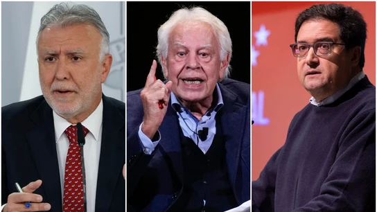 De izquierda a derecha: Ángel Víctor Torres, Felipe González y Óscar López De izquierda a derecha: Ángel Víctor Torres, Felipe González y Óscar López