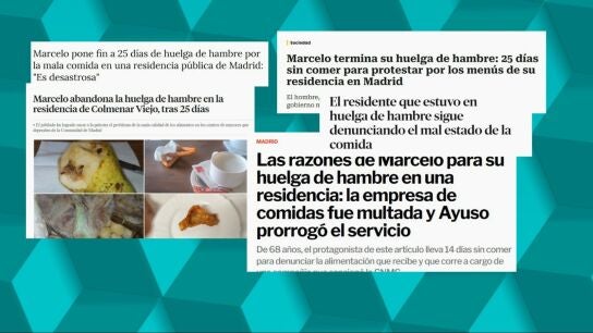 Casi un mes de huelga de hambre para denunciar el mal estado de la comida en una residencia de Madrid: fruta podrida, pescado sin descongelar...