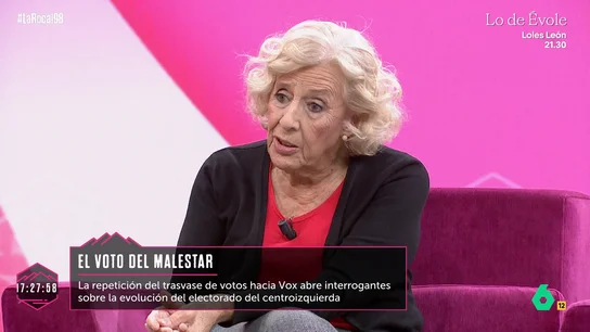 Manuela Carmena, sobre el 'voto del malestar': "Gran parte de lo que sucede se debe a un alejamiento de la clase política" Manuela Carmena, sobre el 'voto del malestar': "Gran parte de lo que sucede se debe a un alejamiento de la clase política"