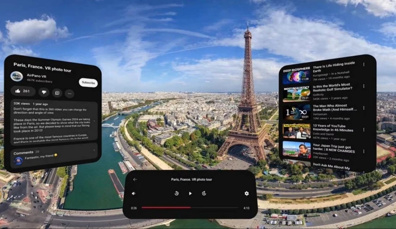 La app de YouTube llega a las Apple Vision Pro, pero con grandes limitaciones