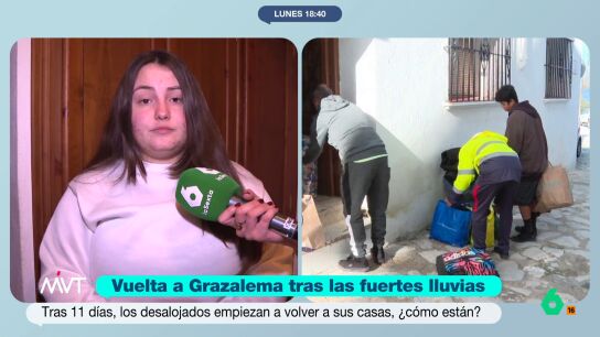 Una vecina de Grazalema vuelve a su hogar tras 11 d&iacute;as desalojada por el temporal: "La casa, dentro de lo que cabe, est&aacute; muy bien"