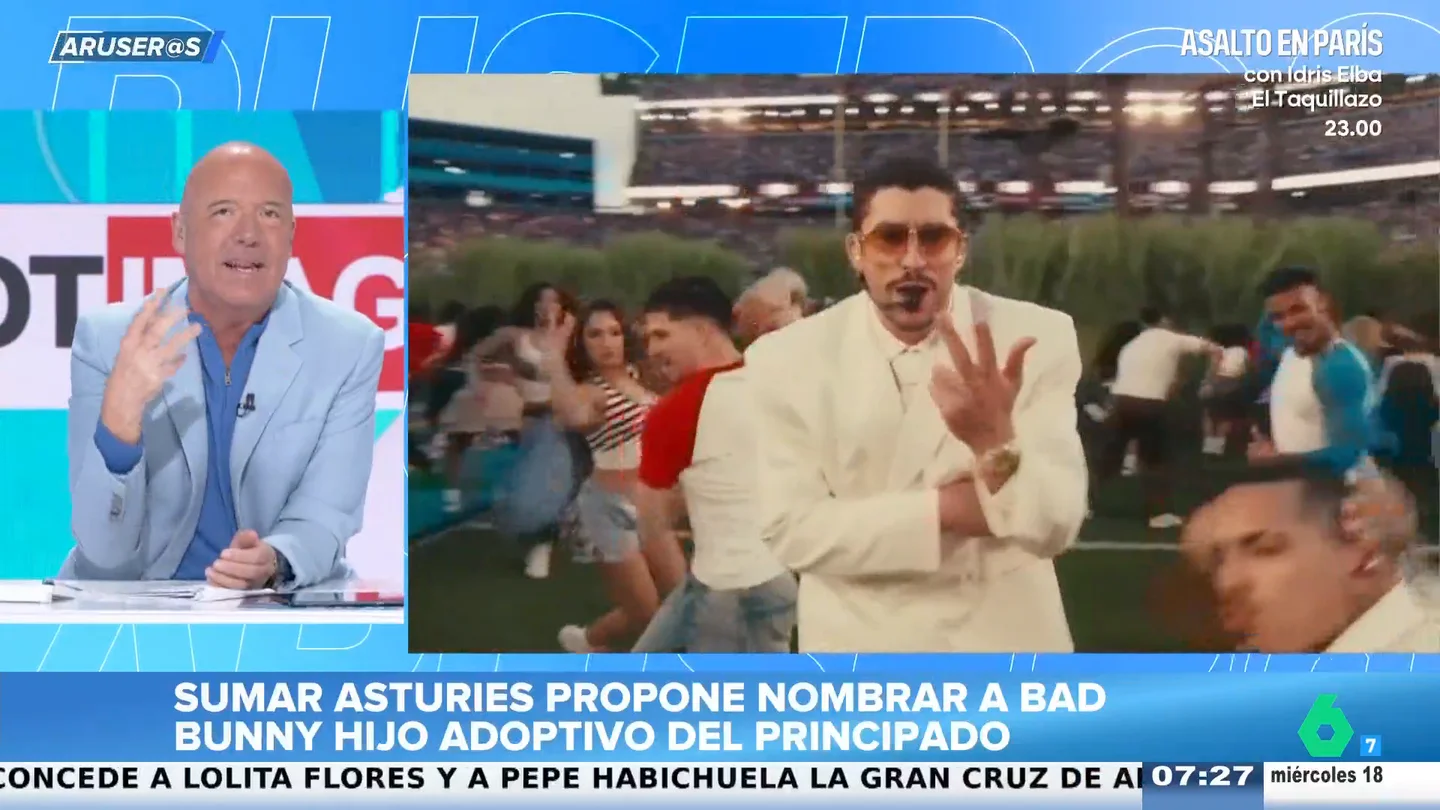 Alfonso Arús, sobre que Sumar Asturies proponga nombrar 'hijo adoptivo' a Bad Bunny: "Algunas de sus canciones son machistas" Alfonso Arús, sobre que Sumar Asturies proponga nombrar 'hijo adoptivo' a Bad Bunny: "Algunas de sus canciones son machistas"