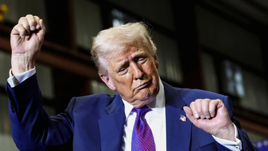 El presidente de EEUU, Donald Trump, baila durante un acto El presidente de EEUU, Donald Trump, baila durante un acto