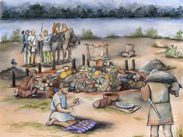 Reconstrucci&oacute;n de la fosa com&uacute;n de Gomolava