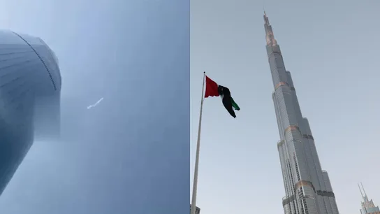 Un misil iraní sobrevuela el Burj Khalifa, que ha sido evacuado. Un misil iraní sobrevuela el Burj Khalifa, que ha sido evacuado.