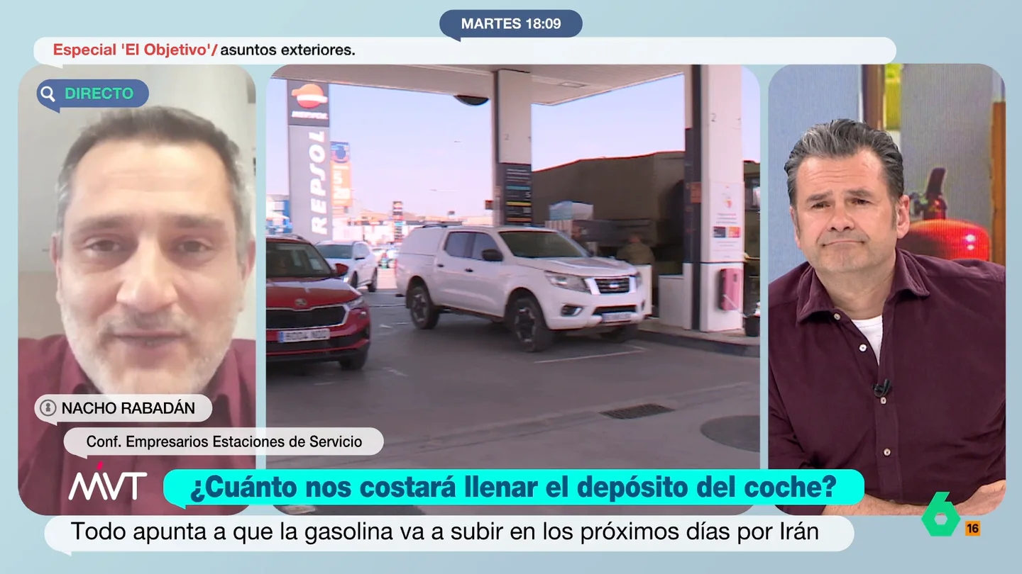 Nacho Rabadán asegura que el precio de los carburantes ya está subiendo por la guerra en Irán: "Mala pinta tiene" Nacho Rabadán, director de la Confederación de Empresarios de Estaciones de Servicio, afirma que ya están pagando por el combustible precios de 2022, "cuando los carburantes en surtidor superaban los 2 euros y pico".