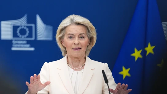 La presidenta de la Comisión Europea, Ursula Von der Leyen, durante una comparecencia La presidenta de la Comisión Europea, Ursula Von der Leyen, durante una comparecencia